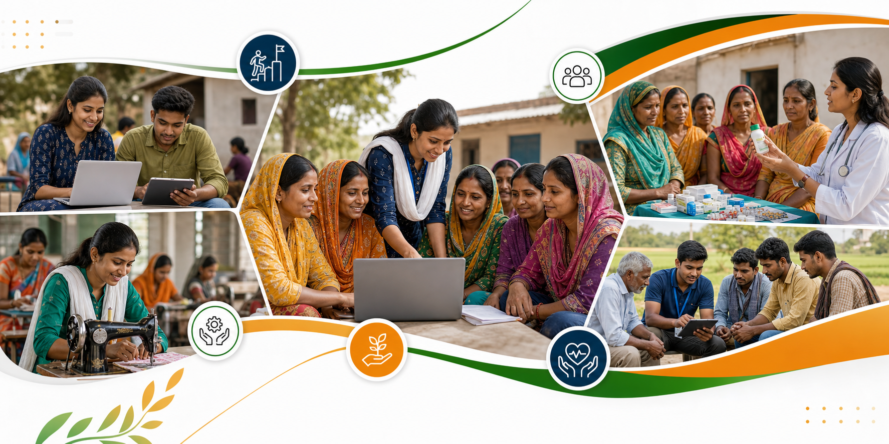CSR and rural livelihood collage showing community outreach programs