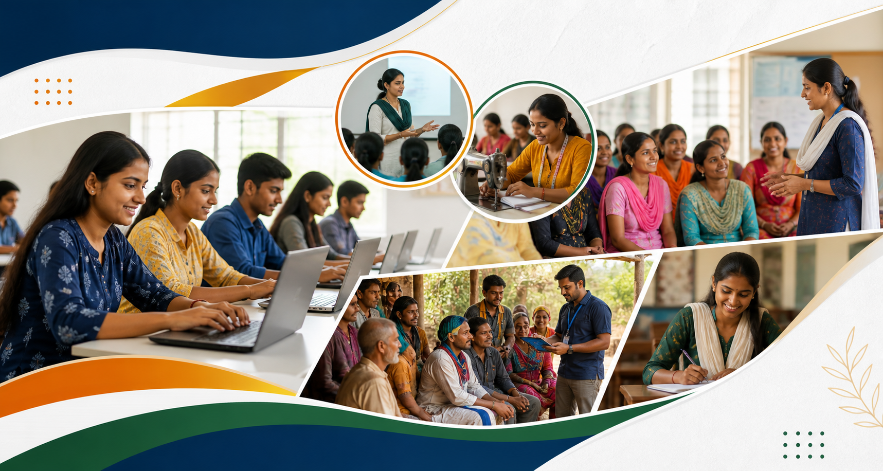 Official social impact collage showing skill development and community training